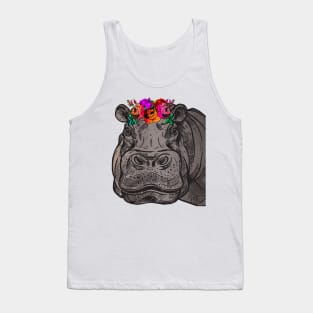 Hippo head - crown of flowers Tank Top